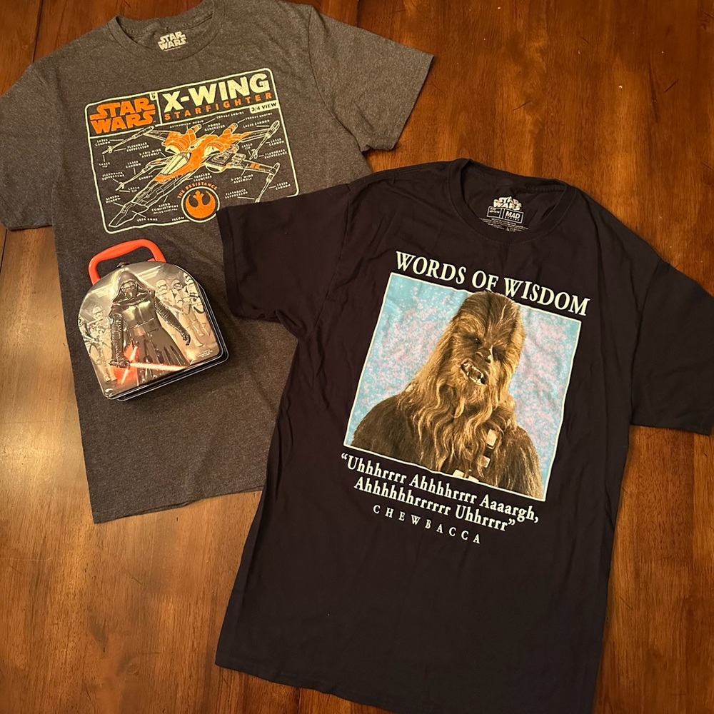 Two Star Wars T-Shirts Boys Size Medium